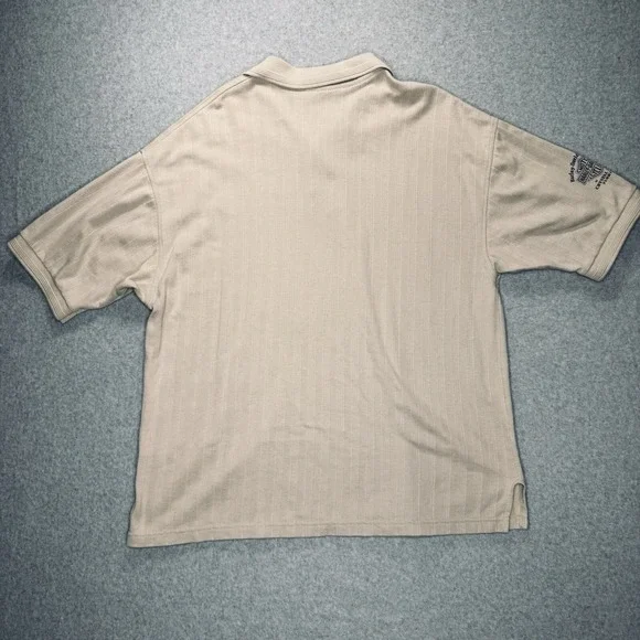 VTG Harley‎ Davidson Embroidered Polo Shirt Men's L Ribbed Tan Khaki Made in USA - Picture 2 of 9